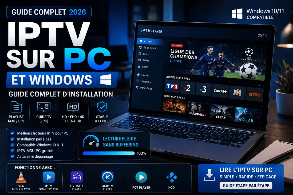 IPTV sur PC et Windows 2026 – guide complet d’installation avec lecteur IPTV, playlist M3U et lecture fluide