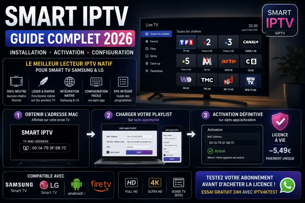 Smart IPTV France 2026 : installation et activation sur Smart TV Samsung et LG